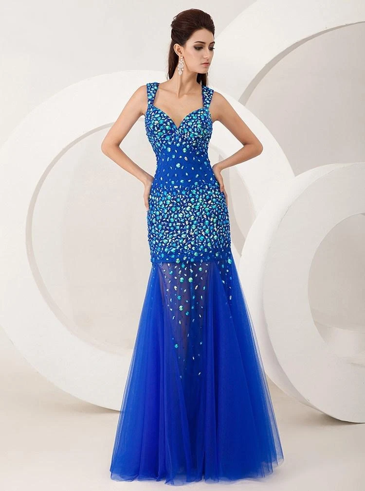 Angela & Alison - 41025 Jewel Adorned Trumpet Tulle Gown 6 Angela & Alison - 41025 Jewel Adorned Trumpet Tulle Gown