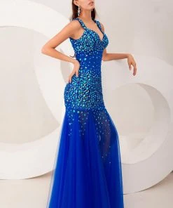 Angela & Alison - 41025 Jewel Adorned Trumpet Tulle Gown 17 Angela & Alison - 41025 Jewel Adorned Trumpet Tulle Gown