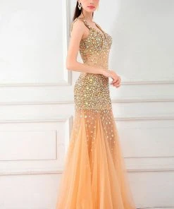 Angela & Alison - 41025 Jewel Adorned Trumpet Tulle Gown 22 Angela & Alison - 41025 Jewel Adorned Trumpet Tulle Gown