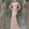 Formal Gowns Angela & Alison - 41082 Cap Sleeve Lace Sheath Long Gown