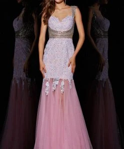 Formal Gowns Angela & Alison - 51018 Sequined Sweetheart Trumpet Dress