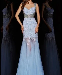 Formal Gowns Angela & Alison - 51018 Sequined Sweetheart Trumpet Dress