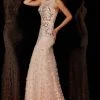 Angela & Alison - 51079 Stone Embellished Illusion Scoop Sheath Dress Formal Gowns