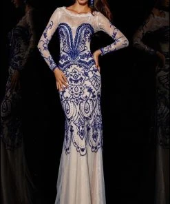 Angela & Alison - 51096 Embellished Lace Sheath Gown