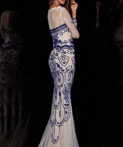 Angela & Alison - 51096 Embellished Lace Sheath Gown