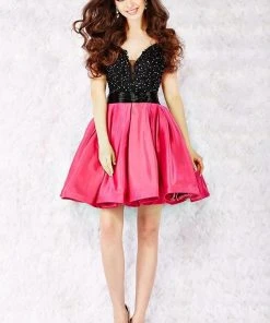 Angela & Alison - 52004 Beaded Floral Lace A-Line Dress