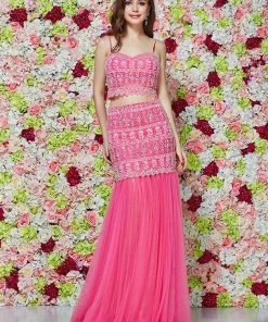 Angela & Alison - 61003 Two Piece Bejeweled Trumpet Dress