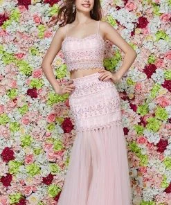 Angela & Alison - 61003 Two Piece Bejeweled Trumpet Dress