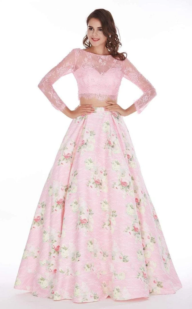 Angela & Alison - 61059 Two Piece Lace Floral A-line Dress 5 Angela & Alison - 61059 Two Piece Lace Floral A-line Dress