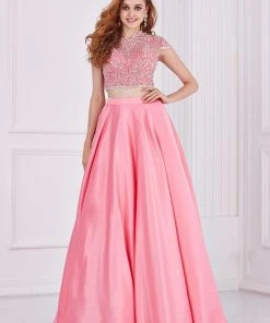 Angela & Alison - 61121 Cap Sleeve Ornate Mandarin Two-Piece Gown 8 Angela & Alison - 61121 Cap Sleeve Ornate Mandarin Two-Piece Gown