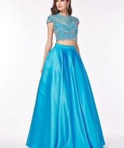 Angela & Alison - 61121 Cap Sleeve Ornate Mandarin Two-Piece Gown 9 Angela & Alison - 61121 Cap Sleeve Ornate Mandarin Two-Piece Gown