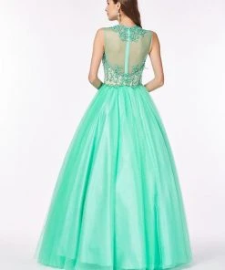 Angela & Alison - 61126 Illusion Floral Lace Festooned Ballgown Formal Gowns 9 Angela & Alison - 61126 Illusion Floral Lace Festooned Ballgown Formal Gowns