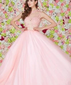 Angela & Alison - 61126 Illusion Floral Lace Festooned Ballgown Formal Gowns 12 Angela & Alison - 61126 Illusion Floral Lace Festooned Ballgown Formal Gowns