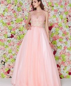 Angela & Alison - 61126 Illusion Floral Lace Festooned Ballgown Formal Gowns 13 Angela & Alison - 61126 Illusion Floral Lace Festooned Ballgown Formal Gowns