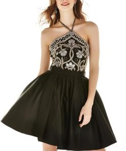 Angela & Alison - 62006 Beaded Halter Cocktail Dress