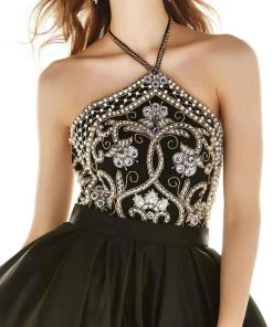 Angela & Alison - 62006 Beaded Halter Cocktail Dress