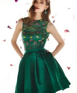 Cocktail Dresses Angela & Alison - 62042 Embroidered Jewel Cocktail Dress