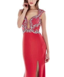 Angela & Alison - 62060 Beaded Plunging Neck Evening Gown 10 Angela & Alison - 62060 Beaded Plunging Neck Evening Gown
