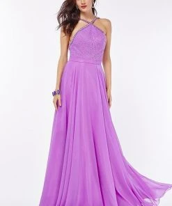 Formal Gowns Angela & Alison - 661145 Sleeveless Halter Neck A-line Dress