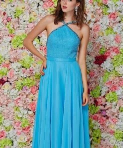 Formal Gowns Angela & Alison - 661145 Sleeveless Halter Neck A-line Dress