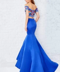 Angela & Alison - 71017 Two Piece Embroidered Trumpet Dress