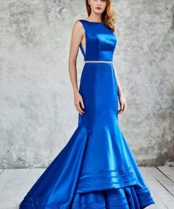 Formal Gowns Angela & Alison - 71021 Bateau Neck Trumpet Evening Gown