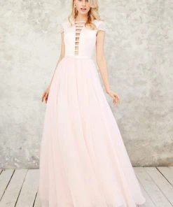 Formal Gowns Angela & Alison - 71026 Embellished V-neck Ballgown