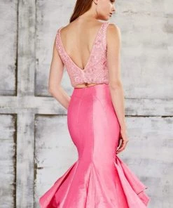 Angela & Alison - 71066A Ruffled V-neck Trumpet Dress Formal Gowns