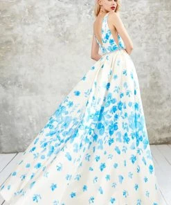 Formal Gowns Angela & Alison - 71127 Floral Print Evening Gown