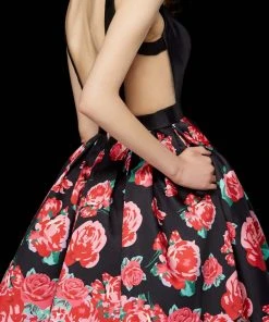 Angela & Alison - 72014 Deep V-neck Floral Dress Cocktail Dresses