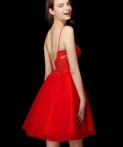 Angela & Alison - 72018 Lace Plunging V-neck Tulle A-line Dress Cocktail Dresses 7 Angela & Alison - 72018 Lace Plunging V-neck Tulle A-line Dress Cocktail Dresses