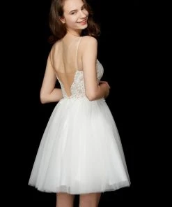 Angela & Alison - 72018 Lace Plunging V-neck Tulle A-line Dress Cocktail Dresses 9 Angela & Alison - 72018 Lace Plunging V-neck Tulle A-line Dress Cocktail Dresses