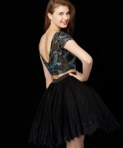 Angela & Alison - 72033 Two Piece Bejeweled Lace Bateau Dress Cocktail Dresses