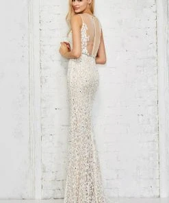 Angela & Alison - 771018 Full Lace Overlay Sheer Open Back Long Prom Dress Formal Gowns 7 Angela & Alison - 771018 Full Lace Overlay Sheer Open Back Long Prom Dress Formal Gowns