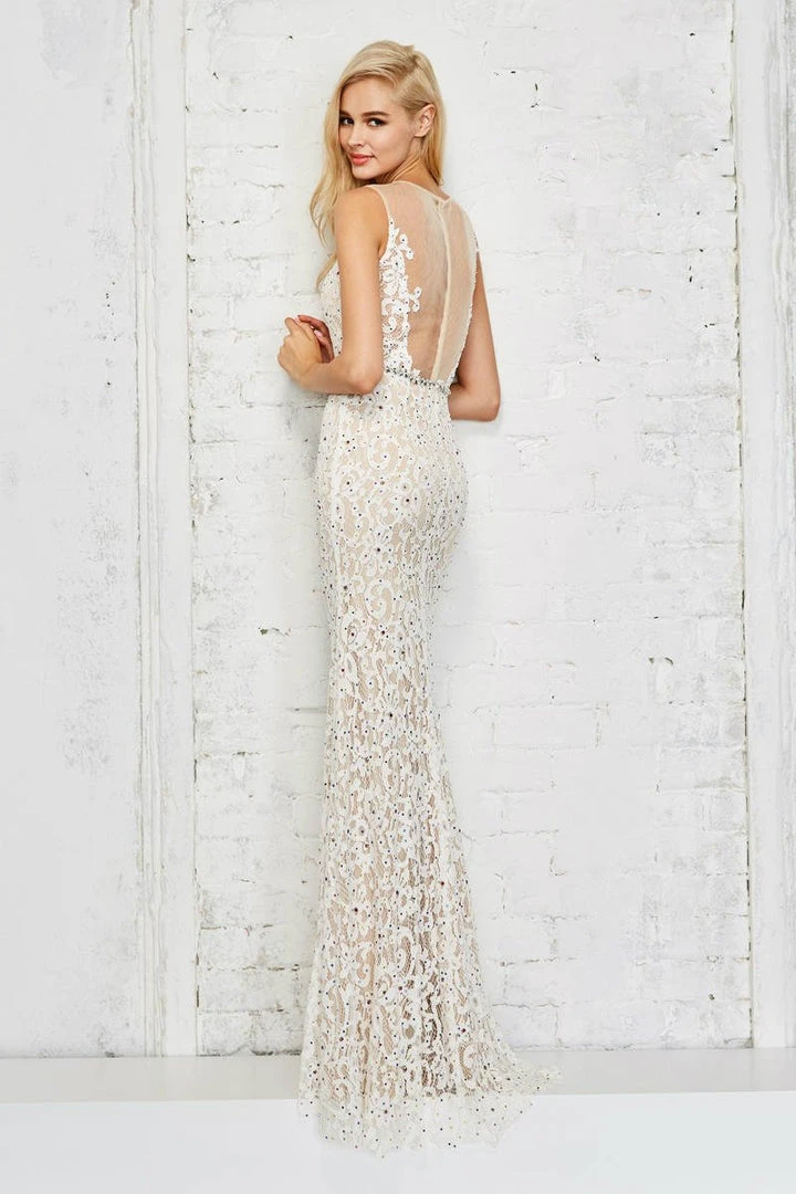 Angela & Alison - 771018 Full Lace Overlay Sheer Open Back Long Prom Dress Formal Gowns 4 Angela & Alison - 771018 Full Lace Overlay Sheer Open Back Long Prom Dress Formal Gowns