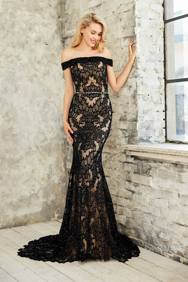 Angela & Alison - 771019 Off Shoulder Full Lace Overlay Long Prom Dress Formal Gowns 3 Angela & Alison - 771019 Off Shoulder Full Lace Overlay Long Prom Dress Formal Gowns