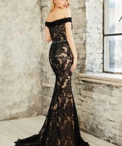 Angela & Alison - 771019 Off Shoulder Full Lace Overlay Long Prom Dress Formal Gowns 7 Angela & Alison - 771019 Off Shoulder Full Lace Overlay Long Prom Dress Formal Gowns