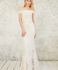 Angela & Alison - 771019 Off Shoulder Full Lace Overlay Long Prom Dress Formal Gowns 9 Angela & Alison - 771019 Off Shoulder Full Lace Overlay Long Prom Dress Formal Gowns