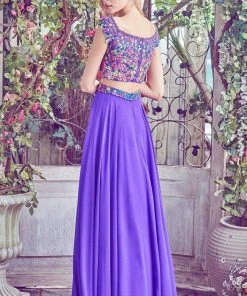 Formal Gowns Angela & Alison - 771032 Off Shoulder Floral Top Two Piece Dress