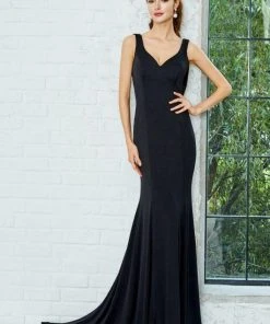 Angela & Alison - 771047 Cowl Back Detail Long Jersey Gown
