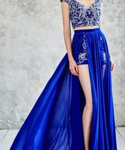 Formal Gowns Angela & Alison - 771049 Two Piece V-Neck Romper