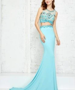 Formal Gowns Angela & Alison - 771095 Exquisite Beaded Illusion Jewel Neck Two-Piece Jersey Dress
