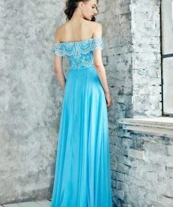 Formal Gowns Angela & Alison - 771104 Lace Off The Shoulder Two-Piece Dress