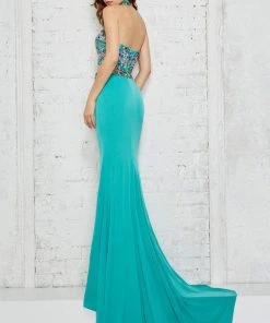 Formal Gowns Angela & Alison - 771124 Floral Embroidered Halter Two-piece Dress