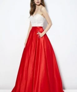 Angela & Alison - 81001 Strapless Bead Festooned Lustrous Ballgown