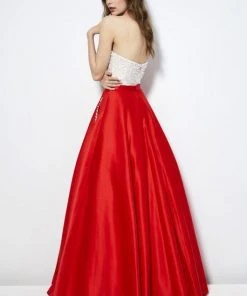 Angela & Alison - 81001 Strapless Bead Festooned Lustrous Ballgown