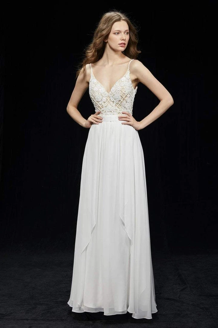 Angela & Alison - 81007 Floral Lattice Beaded Draping Chiffon Gown Formal Gowns 3 Angela & Alison - 81007 Floral Lattice Beaded Draping Chiffon Gown Formal Gowns