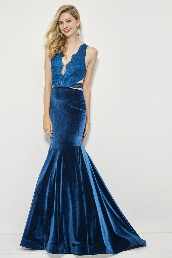 Angela & Alison - 81036 Strappy Lace Fitted Trumpet Dress 7 Angela & Alison - 81036 Strappy Lace Fitted Trumpet Dress