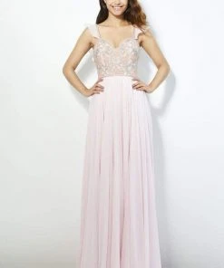 Formal Gowns Angela & Alison - 81037 Sequined Evening Dress With Slit