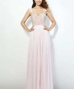 Formal Gowns Angela & Alison - 81037 Sequined Evening Dress With Slit